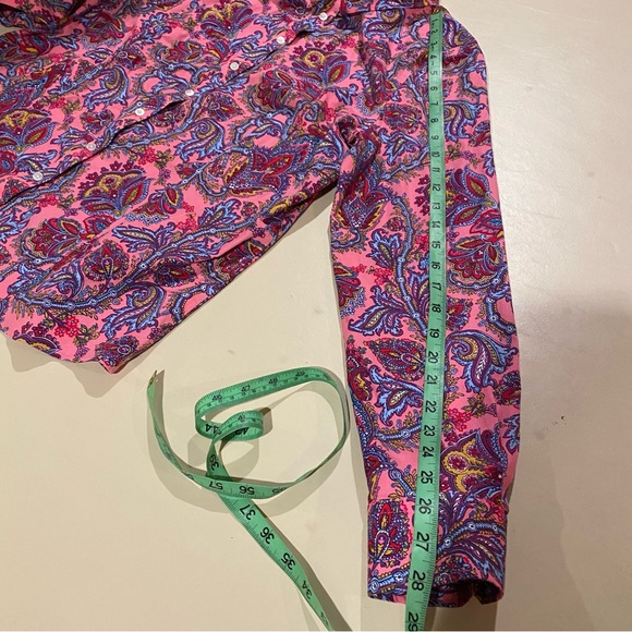 Talbots Shirt Women’s 14 Multi Colored Floral Print Button Down Long Sleeve - Picture 6 of 6